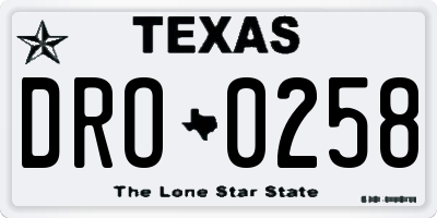 TX license plate DRO0258