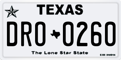 TX license plate DRO0260