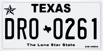 TX license plate DRO0261