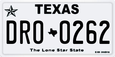 TX license plate DRO0262