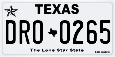 TX license plate DRO0265