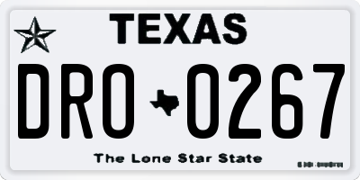 TX license plate DRO0267