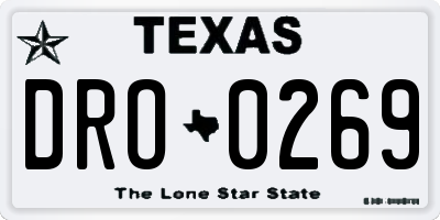 TX license plate DRO0269