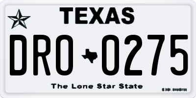 TX license plate DRO0275