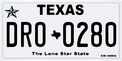 TX license plate DRO0280
