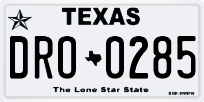 TX license plate DRO0285