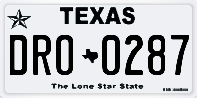 TX license plate DRO0287