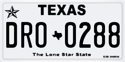 TX license plate DRO0288
