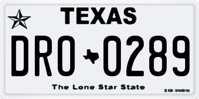 TX license plate DRO0289