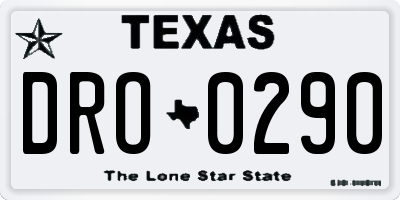 TX license plate DRO0290