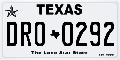 TX license plate DRO0292