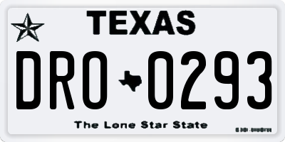 TX license plate DRO0293