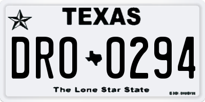 TX license plate DRO0294