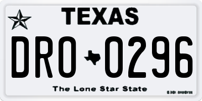 TX license plate DRO0296