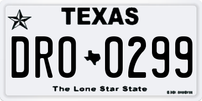 TX license plate DRO0299