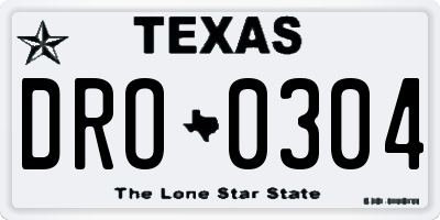 TX license plate DRO0304
