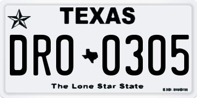 TX license plate DRO0305