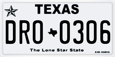 TX license plate DRO0306