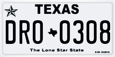 TX license plate DRO0308