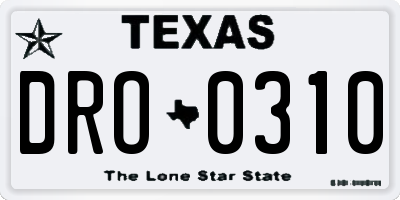 TX license plate DRO0310