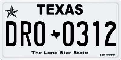 TX license plate DRO0312