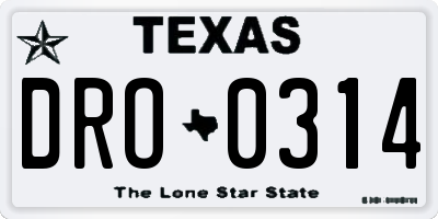 TX license plate DRO0314