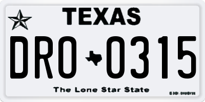 TX license plate DRO0315