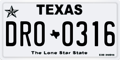 TX license plate DRO0316