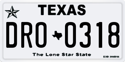 TX license plate DRO0318