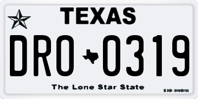 TX license plate DRO0319
