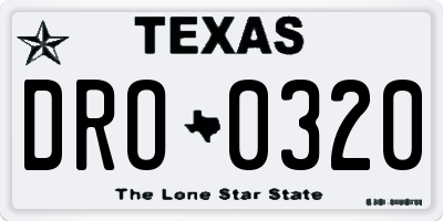TX license plate DRO0320