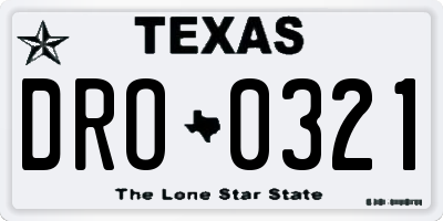 TX license plate DRO0321