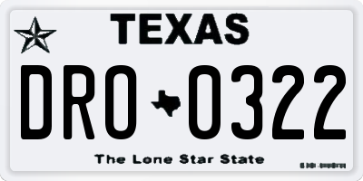 TX license plate DRO0322
