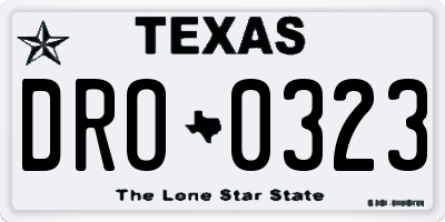 TX license plate DRO0323