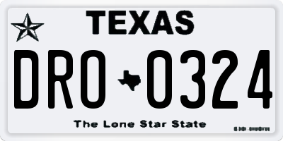 TX license plate DRO0324