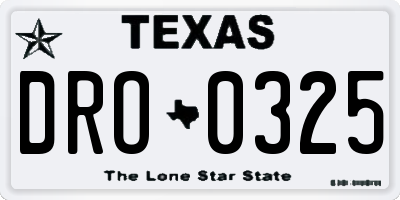 TX license plate DRO0325