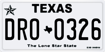 TX license plate DRO0326
