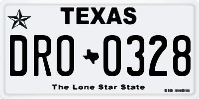 TX license plate DRO0328