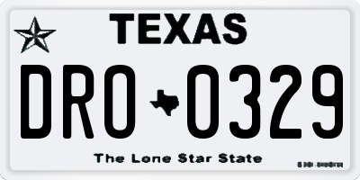 TX license plate DRO0329