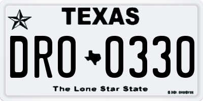 TX license plate DRO0330