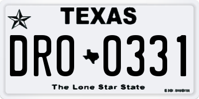 TX license plate DRO0331