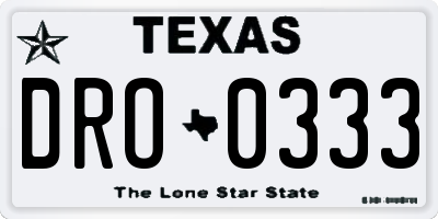 TX license plate DRO0333