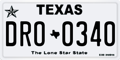 TX license plate DRO0340