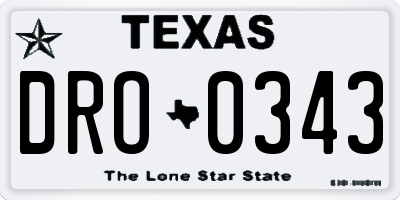 TX license plate DRO0343