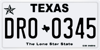 TX license plate DRO0345