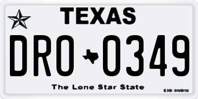 TX license plate DRO0349