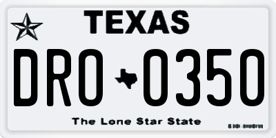 TX license plate DRO0350