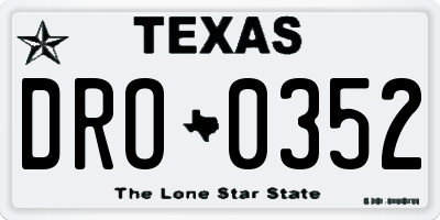 TX license plate DRO0352