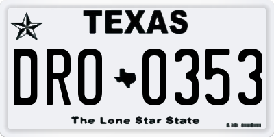 TX license plate DRO0353