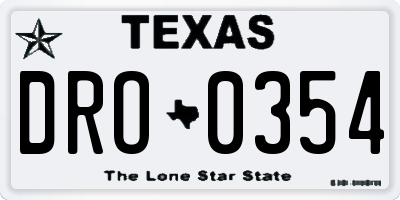 TX license plate DRO0354